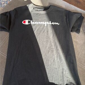 Champion Black Tee with Iconic Logo